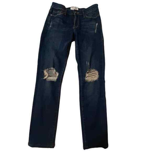FRAME Dark Wash Destressed‎ Ripped Jeans Size 27 Le Skinny De Jeanne - Picture 3 of 9